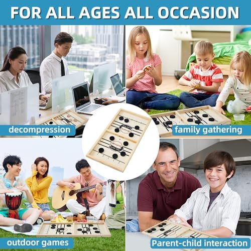 moopok Fast Sling Puck Game - Fast Action Super Foosball Table Desktop Battle Slingshot Wooden Air Hockey Board Game -Guaranteed Fun for Family Game
