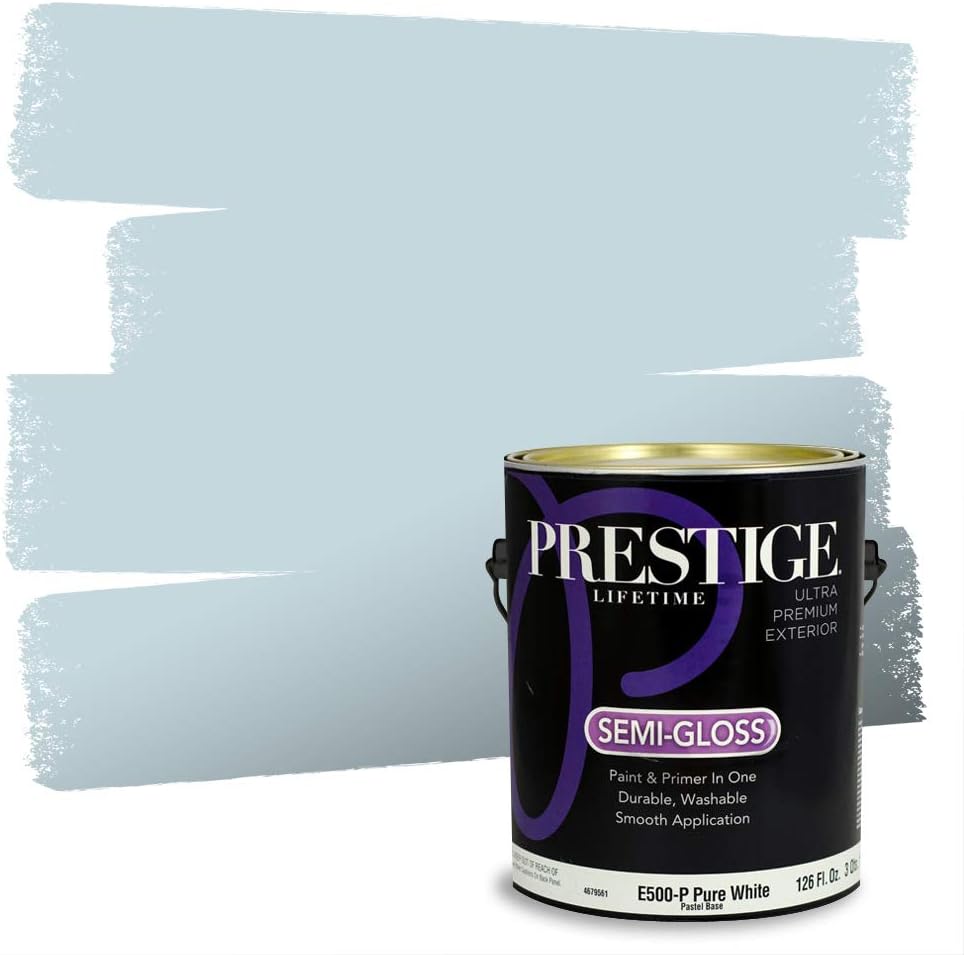 Prestige Paints E400-P-SW6506 Exterior Paint and Primer in One, 1-Gallon, Satin, Comparable Match of Sherwin Williams Vast, 1 Gallon, SW45-Vast Sky