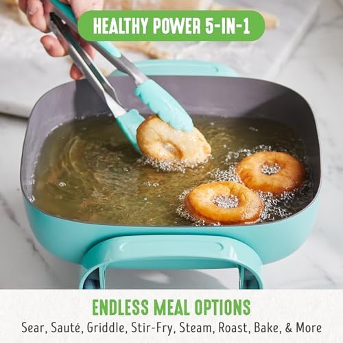 GreenLife 12" 5QT Electric Skillet, Turquoise