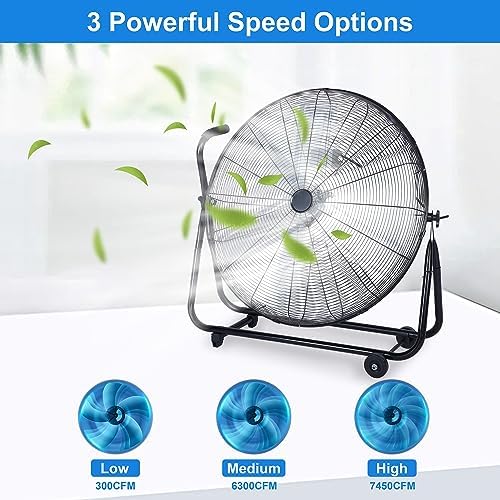 Simple Deluxe 20 Inch 3-Speed High Velocity Heavy Duty Metal Industrial Floor Fans Quiet for Home, Commercial, Residential, and Greenhouse Use