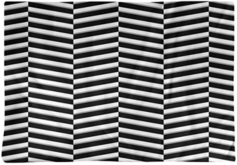Dana Strider Two Color Fractured Stripes Table Placemat, 18 x 14, Black & White