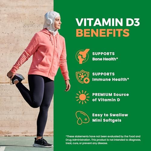 Zaytun Halal Vitamin D3 5000 IU, 6 Months Supply, Supports Bones, Healthy Muscle Function & Immune, Premium Vitamin D from Safflower Oil, Non-GMO