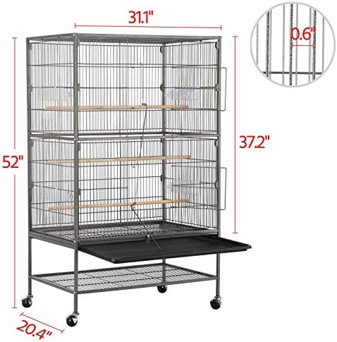 Topeakmart Wrought Iron Large Flight Parrot Bird Cage with Rolling Stand for Multiple Parakeets Conure Cockatiel Cage