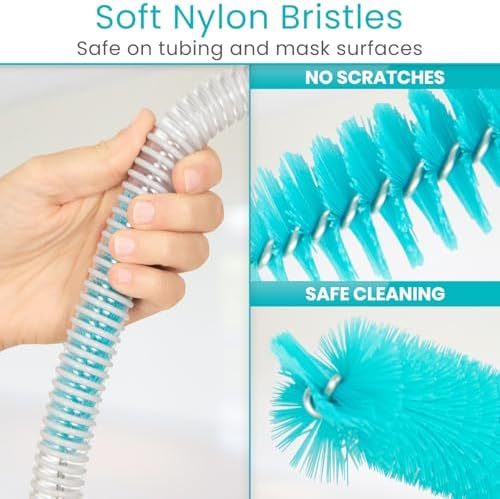 Vive CPAP Tube Cleaning Brush - Stainless Steel Cleaner for Mask and Pipe | Wire Bristle Solution - for 7 Foot Hose and 22 mm Diameter - Portable