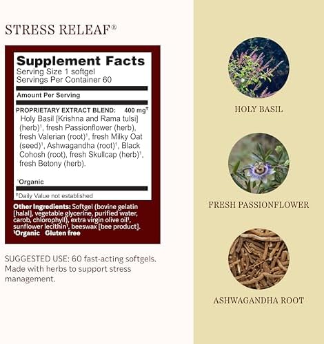 Herbs Etc. Stress ReLeaf Softgels - Herbal Supplement for Stress Support - Ashwagandha
