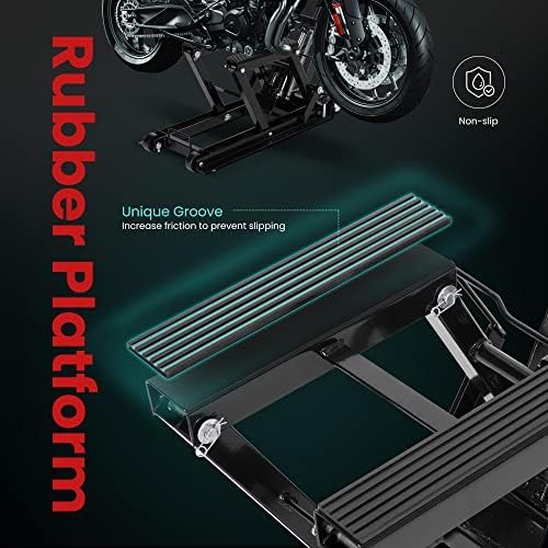 VIVOHOME 1500 LBS Hydraulic Motorcycle Lift Jack | Heavy-Duty Steel ATV Lift Stand with Wheels & Handle, for Motorcycles, Dirt Bikes, ATVs (Red)