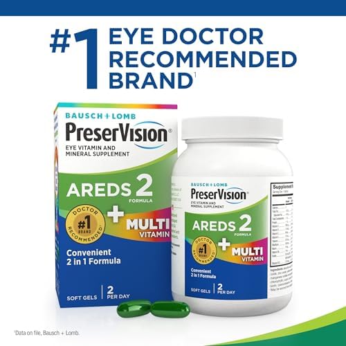 PreserVision AREDS 2 + Multivitamin, #1 Eye Doctor Recommended Brand, 2-in-1 Eye Vitamin with Lutein, Zeaxanthin, Zinc, and Vitamin C, D & E, 100 Softgels