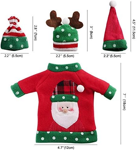 Christmas Wine Sweater - Ugly Santa, Reindeer and Snowman Cover for Red Wine Bottles - Christmas and New Year Party Decoration (3Pcs)