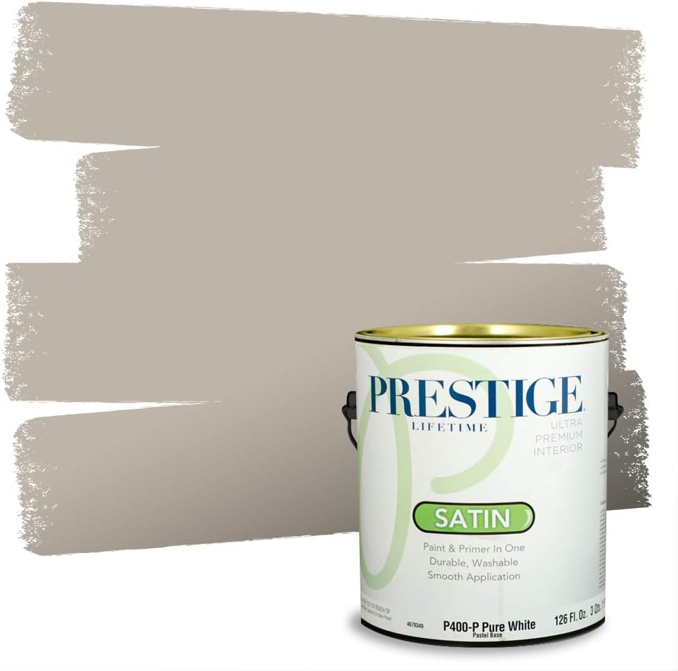 PRESTIGE Paints Exterior Paint and Primer In One, 1-Gallon, Flat, Comparable Match of Sherwin Williams* Grizzle Gray*