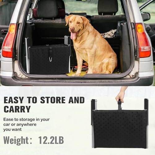 Foldable Dog Stairs for Car,17" Extra Wide Pet Ramp for Large Dog,6 Steps | 17" Extra Wide 200LBS Capacity Lightweight Portable Reinforced Pet Ramp for SUV Truck High Bed