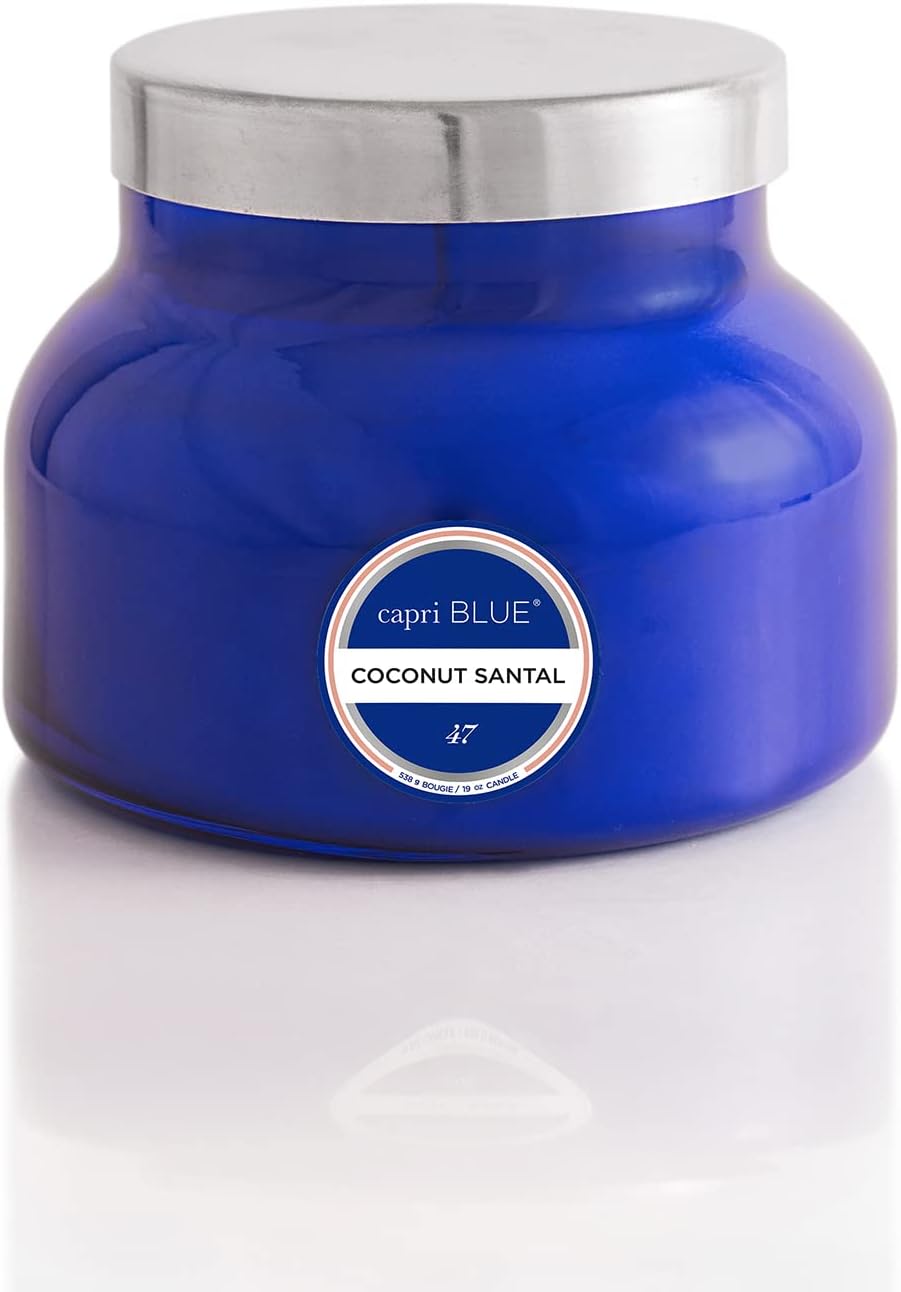 Capri Blue Scented Candles - Soy Candle Wax Blend - Jar Candles - Blue Candle Gifts for Women & Men - Luxury Candles for Home Scented with Vanilla, Bergamot & Sandalwood - Havana Vanilla (19 oz)
