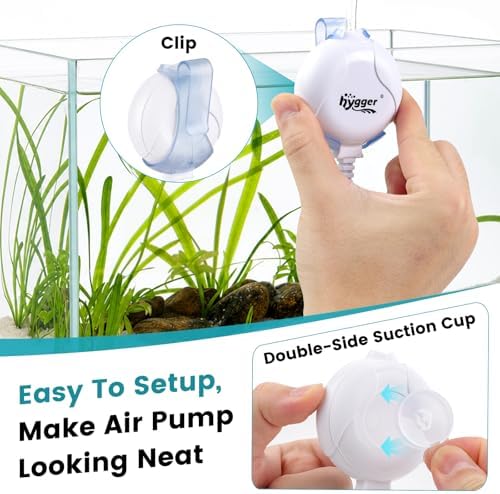 hygger Quiet Aquarium Air Pump 1.5 Watt Energy Saving Mini Oxygen Pump for 1-15 Gallon Fish Tank with Accessories White