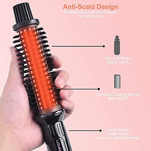 LOVANI Curling Iron Brush,Hair Curling Wand with 1 Inch Ceramic Tourmaline Ionic Barrel,Dual Voltage Instant Heat Up Travel Hair Curler