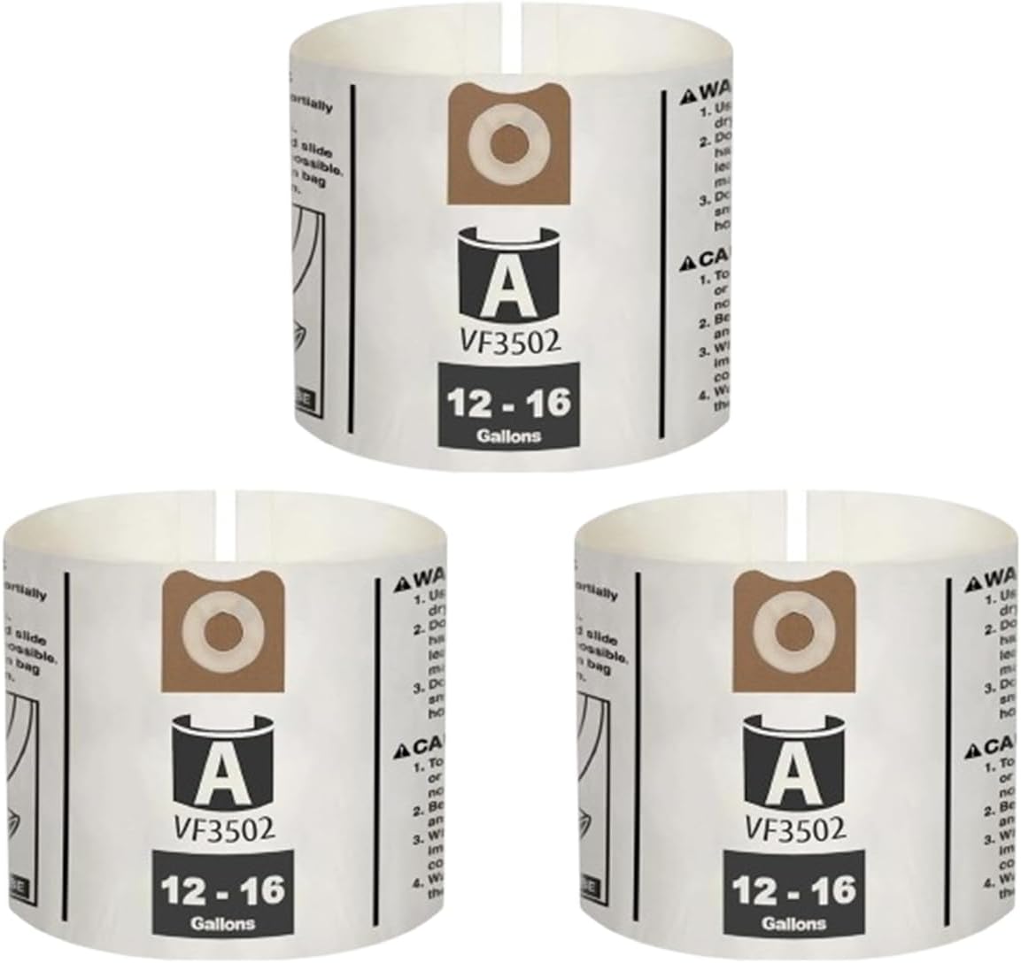 5 Pack VF3502 Replacement for Rigid Shop Vac Bags Size A, Part# 23743