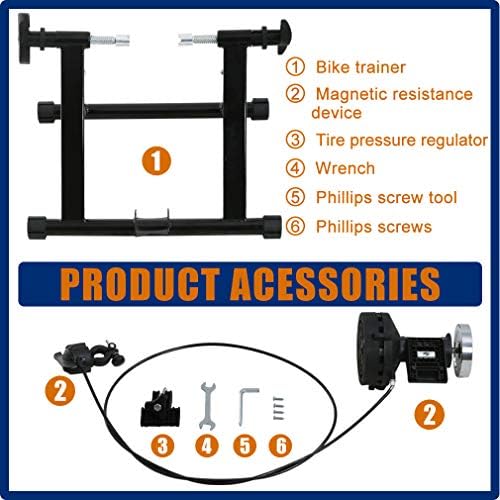 FDW Magnetic Bike Trainer Stand for Indoor Riding, Steel Bicycle Exercise Training Stand with Noise Reduction Wheel