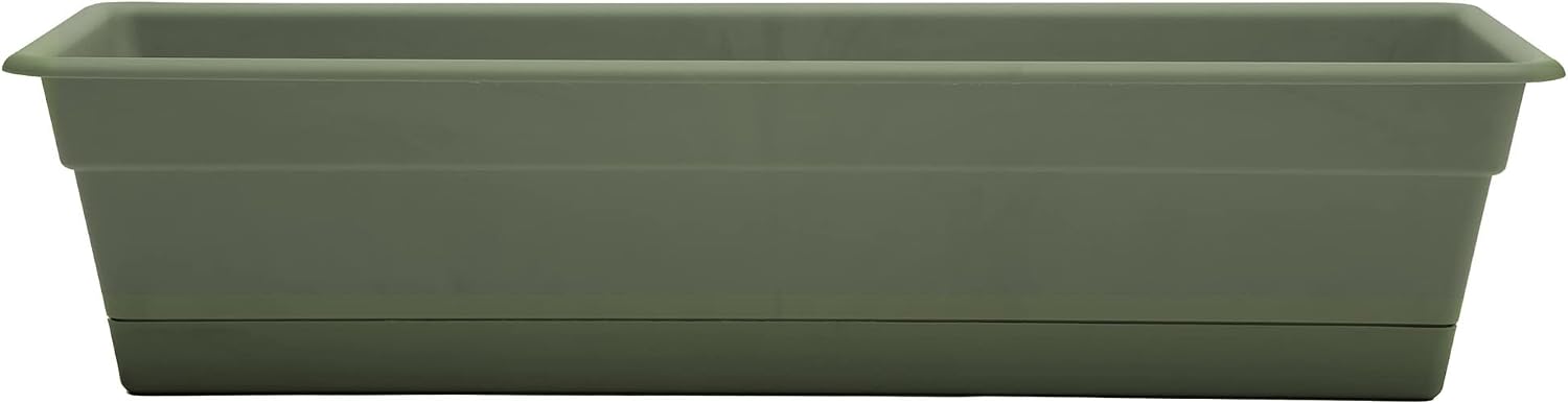 Bloem Dura Cotta Window Box Planter: 24" - Terra Cotta - with Tray, Weatherproof Resin Box, Removable Tray for Indoor & Outdoor Use, Gardening, 3 Gallon Capacity