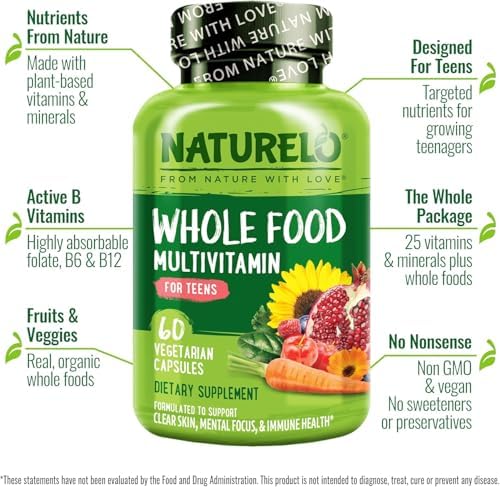 NATURELO Multivitamins for Teenage Girls/Boys, 120 Capsules