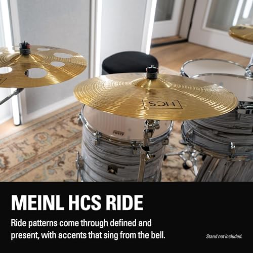 Meinl 20" Ride Cymbal - HCS Traditional Finish Brass for Drum Set, Made in Germany, 2-YEAR WARRANTY (HCS20R) | Durable Brass Alloy