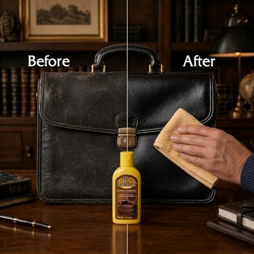 MR. LEATHER Cleaner & Conditioner, Restores & Protects All Leather, 8 oz | Made with Natural Oils, Hydrating & Water-Repelling Cream, Ideal for Leather Furniture, Sofa, Auto Interior, Shoes & Bags