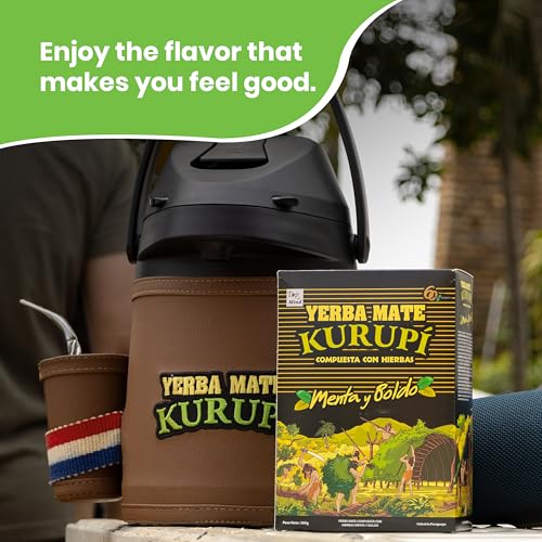 Kurupi Yerba Mate with Mint & Boldo 500 g (1.1 lb) | Paraguayan Herbal Loose Leaf Blend | Refreshing Natural Mate Tea with Mint & Boldo Leaves