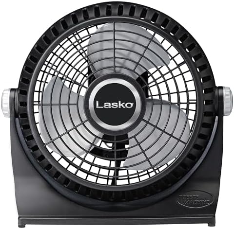 Lasko 505 Small Desk Fan with10-Inch Pivoting Head, Portable Electric Plug-In Table Fan Creates a Quiet Personal Cooling Breeze, Ideal for Travel, Bedroom, Dorm, and Office – Bronze