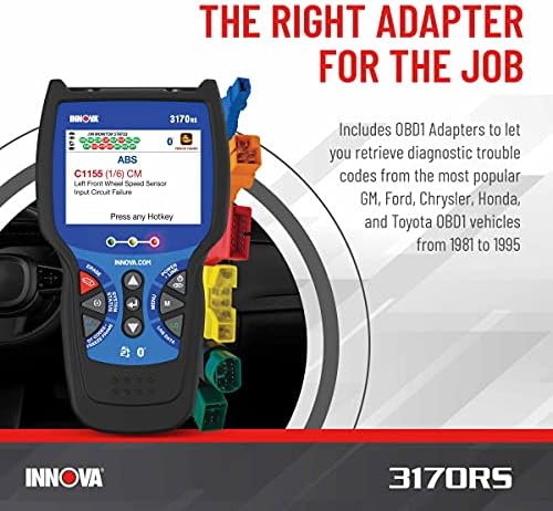 INNOVA 3170RS OBD1 & OBD2 Scanner, ABS Bleeder Scan Tool, OBD2 Diagnostic, Caliper Service, Brake Pad Life, Read/Erase ABS/SRS Codes, Reset Oil Light