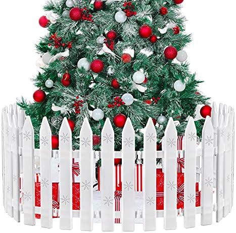 URATOT 20 Pieces Christmas Tree Thick White Plastic Picket Fence for Pets and Kids - Party, Garden, Home Decoration, 12 Inches