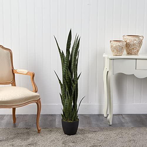 Nearly Natural 48 in Artificial Sansevieria Snake Plant with Pot