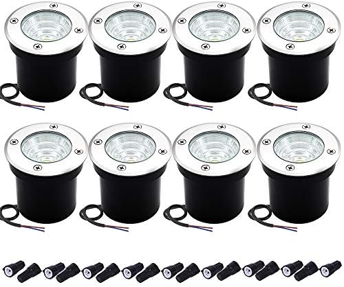 Well Lights Landscape Lighting, Low Voltage Outdoor In Ground Landscape Lights, 5W 12V-24V Waterproof Warm White 3000K Deck Light for Garden, Pathway