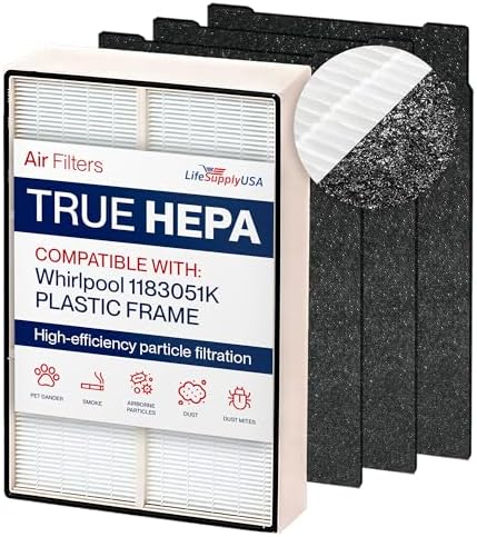 True HEPA Filter Replacement Compatible Whirlpool Whispure Air Purifier AP150 AP250 Sears Kenmore 83353, 83374 83234 SMALL by LifeSupplyUSA