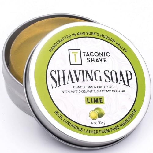 Taconic Lavender Natural Shaving Soap Puck, Rich Lather | Calming lavender aroma pairs with moisturizing natural oils to build rich protective lather for a comfortable wet shave.