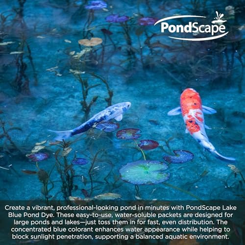 PONDSCAPE Lake Blue Pond Dye – Each Water Soluble Packets Treats 1/3 Acre, 3'-6' Deep - for Ponds