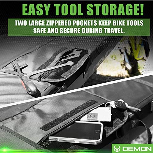 Demon Tailgate Pad for Mountain Bikes with Tool Pocket for Mechanic Tools/Tailgate Cover with Secure Bike Frame Straps