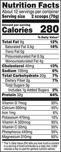 Muscle Milk Genuine Protein Powder, Chocolate, 1.93 Pounds, 13 Servings, 32g Protein, 2g Sugar, Calcium, Vitamins A, C & D, NSF Certified for Sport