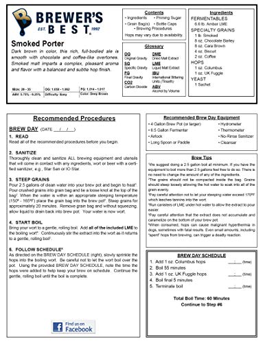 Brewer's Best - 1033 - Home Brew Beer Ingredient Kit (5 gallon), (Smoked Porter) Brown