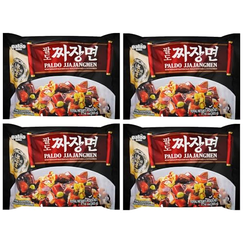 Paldo Fun & Yum Ilpoom Jjajangmen Chajang Noodle Traditional Brothless Chajang Ramen 7.05oz (Pack of 4)