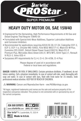 STAR BRITE Pro Star Super Premium Heavy Duty Motor Oil 15W-40