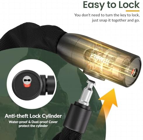 Titanker Heavy Duty Bicycle Lock Chain with Keys - 3 Feet Anti-Theft Lock for Bikes, Motorcycles, Doors, Gates, Fences, Grills (6mm Thick)
