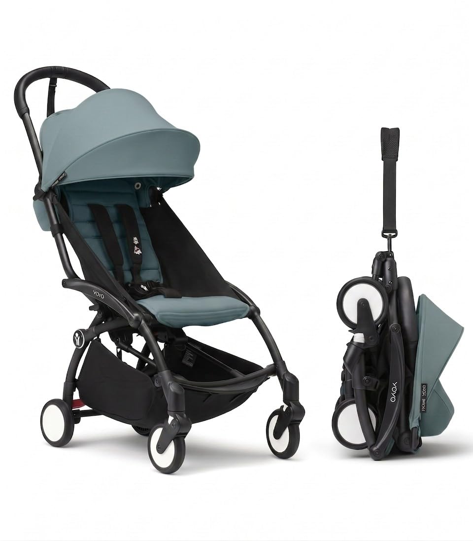 Stokke YOYO3 Travel Stroller from 6 Months, Easy Fold, Black/Black | Includes Frame, Seat Cushion, & Canopy, Light & Compact, Carry-on Compatible, Storage in Zip Back Pocket & Under Seat Basket