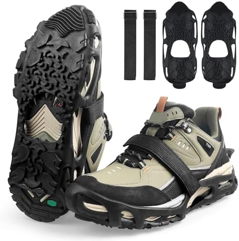 Spikeless Ice Cleats Roofing Shoe Covers Anti-Slip Rubber Traction Overshoes for Metal Roof Wet Floors Wood Deck Snow Work Boots Unisex for Roofers Construction Warehouse Workers