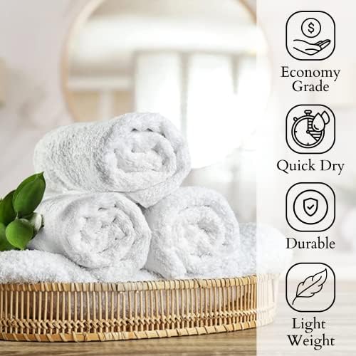 Bulk Pack 60 Pcs (5 Dozen) White Economy 15x25 Inches Basic Hand Towel - 2.25 lb/dz