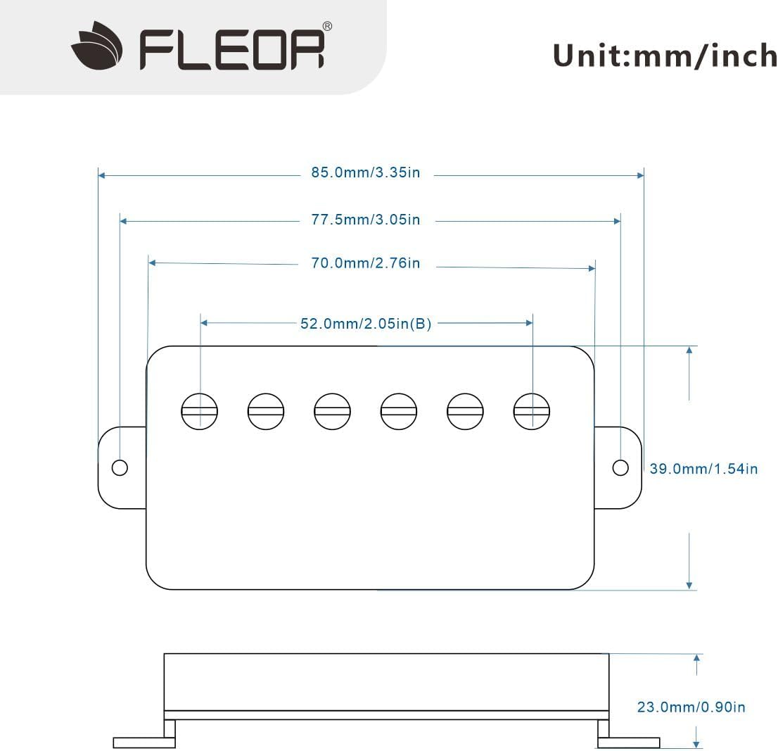FLEOR Alnico5 Guitar Humbucker Pickup Set Chrome Bridge & Neck Pickups Compatible with LP style Guitar Part