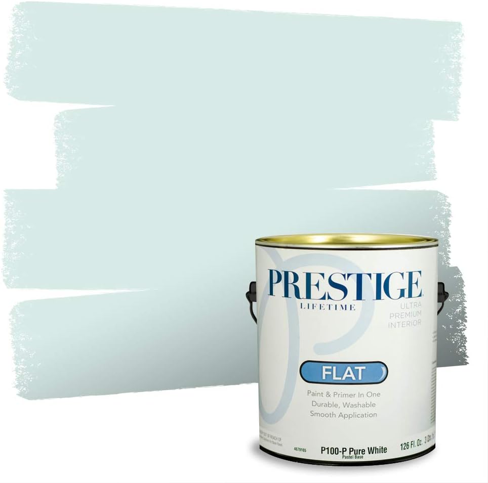 PRESTIGE Paints E100-T-SW6241 Exterior Paint and Primer in One, 1-Gallon, Flat, Comparable Match of Sherwin Williams Aleutian, 1 Gallon, SW18-Aleutian