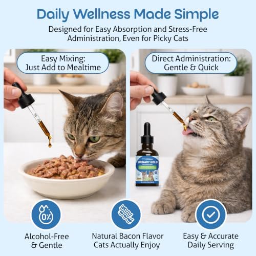 Pet Wellbeing Urinary Gold for Cats - Urinary Tract & Bladder, 2 oz | NASC Certified & Vet-Formulated Liquid Supplement with Marshmallow Root & Echinacea for Urinary System & Bladder Support