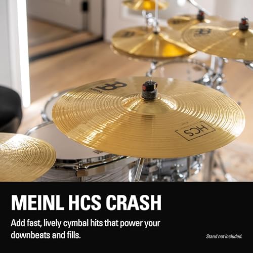 Meinl 18” Crash Cymbal – HCS Traditional Finish Brass for Drum Set, Made In Germany, 2-YEAR WARRANTY (HCS18C) | Durable Brass Alloy
