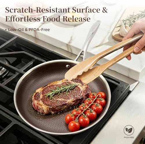 Deluxe 13 Piece Hybrid Ceramic Nonstick Stainless Steel Cookware Set | 5 PC Fry Pan Set, 6 PC Pot Set, 3.7QT Deep Sauté Pan&Lid, Induction Ready, Stay Cool, PFOA Free FOR All Cooktops