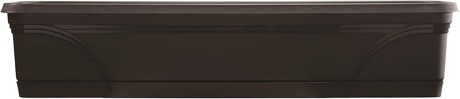 Southern Patio Rectangular Garden Box Planters, Black, 36 x 8 Inch, 2 Pack