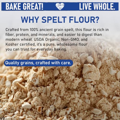 Great River Milling Organic Spelt Flour, Ancient Grain, 25 lb
