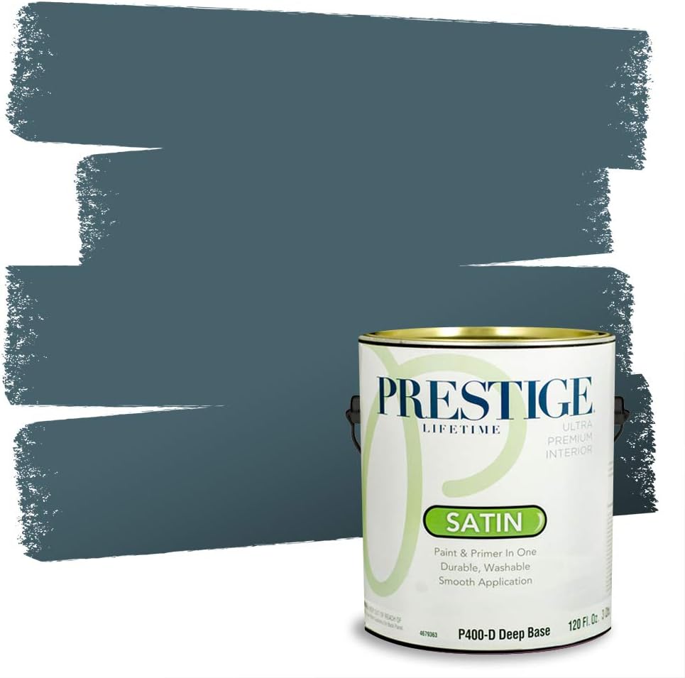 PRESTIGE Paints E100-T-SW6241 Exterior Paint and Primer in One, 1-Gallon, Flat, Comparable Match of Sherwin Williams Aleutian, 1 Gallon, SW18-Aleutian