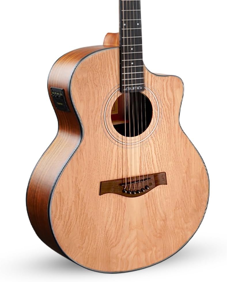 Kadence A06EQ-N-SC Acoustica 40" Electro Acoustic Guitar | Grand Auditorium Cutaway | Ash Wood | Built-in Pickup + 2 Band EQ | Includes Bag, Capo